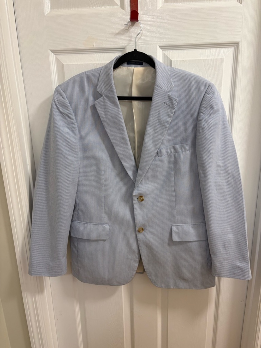 Club Room blue / white pin stripe sports jacket, 100% cotton, 42R